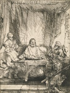 Cristo em Emaús: a Placa Maior, 1654. de Rembrandt van Rijn