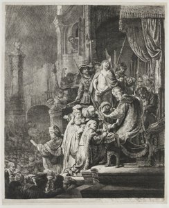 Cristo perante Pilatos: gravura de grandes dimensões de Rembrandt van Rijn
