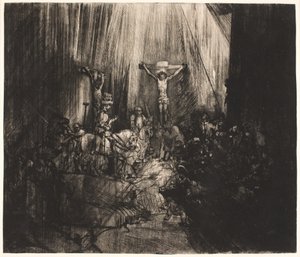 Cristo crucificado entre os dois ladrões: grande placa oblonga (as "Três Cruzes") de Rembrandt van Rijn
