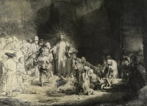 Cristo curando os enfermos: a “Centena de Guildas”, c. 1649 (gravura, ponto de secagem e gravação) de Rembrandt van Rijn