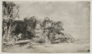 Grupo de árvores com um Vista, 1652. de Rembrandt van Rijn