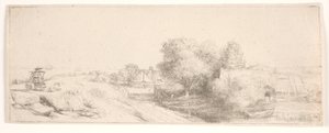 Contraprueba de «Paisagem com um leiteiro» de Rembrandt van Rijn