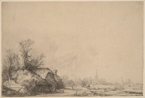 Casinha junto a um canal de Rembrandt van Rijn