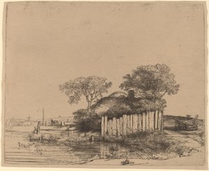 Casa de Campo com Palete Branco de Rembrandt van Rijn