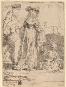 Morte aparecendo para um casal de um túmulo aberto de Rembrandt van Rijn
