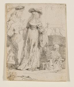 A Morte a aparecer a um casal de recém-casados a partir de uma sepultura aberta de Rembrandt van Rijn