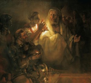 O apóstolo Pedro nega a Cristo de Rembrandt van Rijn