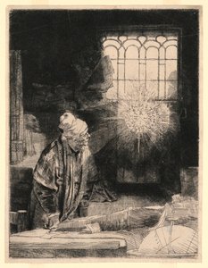 Faust em seu estúdio, assistindo a um disco mágico de Rembrandt van Rijn