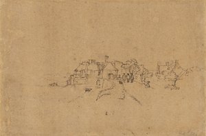 Figuras no Anthoniesdijk Entrando em Houtewael [verso] de Rembrandt van Rijn