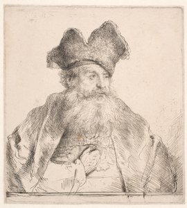 Velho com chapéu de pele de Rembrandt van Rijn