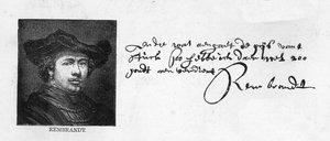Escrita e assinatura de Rembrandt de uma carta a Constantine Huygens solicitando o pagamento de uma quantia em dinheiro, c. 1640