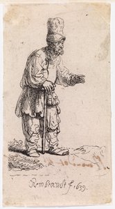 Um judeu com um boné de beisebol de pala alta de Rembrandt van Rijn