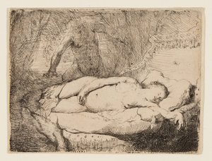 Júpiter e Antíope: Placa menor de Rembrandt van Rijn