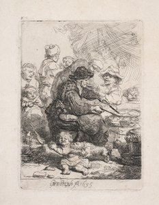 Uma mulher a fritar panquecas de Rembrandt van Rijn