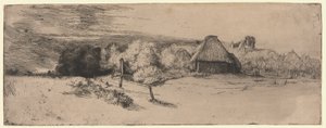Paisagem com Edifício Agrícola e a "Casa com a Torre" de Rembrandt van Rijn