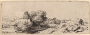 Paisagem com um leiteiro de Rembrandt van Rijn