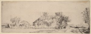 Paisagem com uma estrada junto a um canal de Rembrandt van Rijn