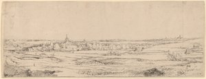 Paisagem com vista para Haarlem (Campo do Goldweigher) de Rembrandt van Rijn