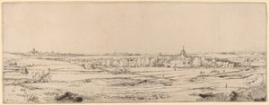 Paisagem com vista para Haarlem (Campo do Goldweigher) de Rembrandt van Rijn