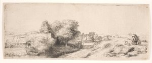 Paisagem com um leiteiro de Rembrandt van Rijn