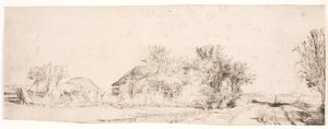 Paisagem com uma estrada junto a um canal de Rembrandt van Rijn