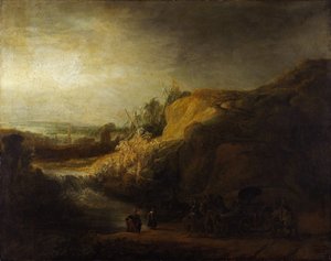 Paisagem com o batismo do Eunuco de Rembrandt van Rijn