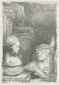 Homem a desenhar a partir de um elenco de Rembrandt van Rijn