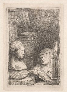 Homem a desenhar a partir de um molde de Rembrandt van Rijn