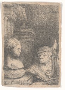 Homem, desenho, de, um, elenco de Rembrandt van Rijn