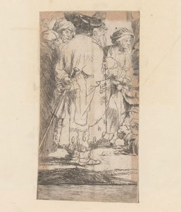 Homem de capa, visto de costas imagem das Cem Gulden de Rembrandt van Rijn