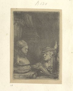 Homem, desenhando de um modelo de gesso Recueil de quatre-vingt-cinq estampes originales (título da série) de Rembrandt van Rijn
