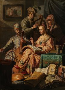 Sociedade fazendo música. 1626 de Rembrandt van Rijn