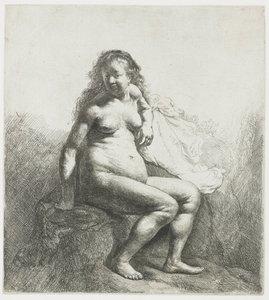 Mulher nua num monte de Rembrandt van Rijn