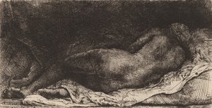 Negra Deitada, 1658. de Rembrandt van Rijn