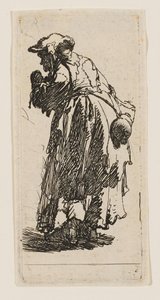 Anciã mendiga com uma cabaça de Rembrandt van Rijn