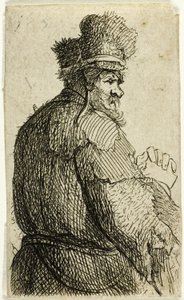 Velho visto de trás, perfil à direita: meia-figura de Rembrandt van Rijn