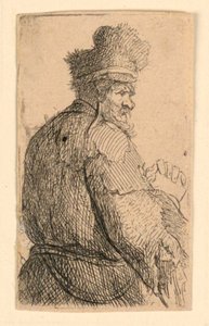 Velho visto de trás, perfil para a direita: meia figura de Rembrandt van Rijn