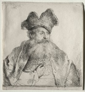 Velho com um boné de pele dividido, 1640. de Rembrandt van Rijn