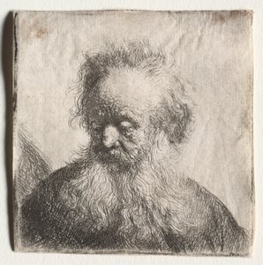 Velho com uma barba esvoaçante: Busto, 1631. de Rembrandt van Rijn