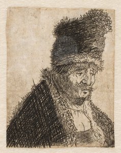 Ancião com casaco de peles e gorro alto: busto de Rembrandt van Rijn