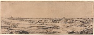 Panorama perto de Bloemendaal mostrando a propriedade de Saxenburg (o campo do pesador de ouro) de Rembrandt van Rijn