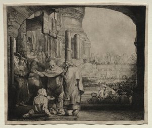 Pedro e João Curando o Aleijado no Portão do Templo, 1659. de Rembrandt van Rijn