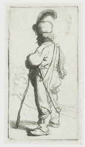Um polaco apoiado numa bengala de Rembrandt van Rijn