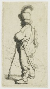 Um polaco apoiado numa bengala de Rembrandt van Rijn