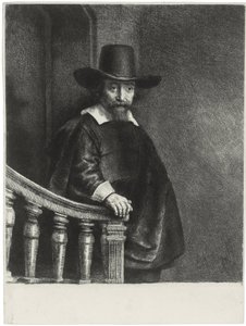 "Retrato do Dr. Bueno" Retrato do médico e escritor Dr. Ephraim Bueno (Ephraim Bueno, médico judeu) Gravura de Rembrandt van Rhijn (1606-1669) de Rembrandt van Rijn