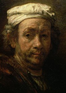 Retrato do artista em seu cavalete, detalhe do rosto, 1660 (detalhe de 91054)