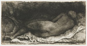 Nu feminino reclinado de Rembrandt van Rijn