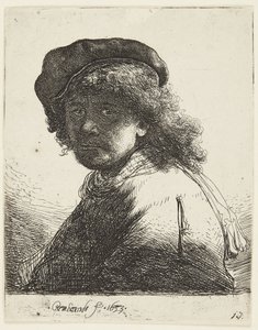 Rembrandt com gorro e cachecol de Rembrandt van Rijn