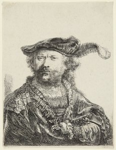 Rembrandt com boné de veludo de Rembrandt van Rijn