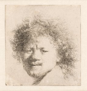 Rembrandt com cabelo comprido e espesso: apenas a cabeça de Rembrandt van Rijn